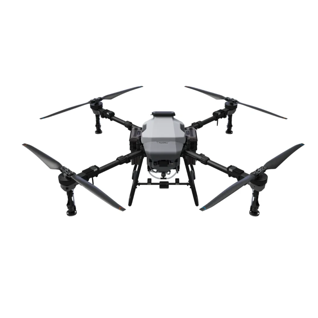 Dron agrícola FP500 con depósito frontal y brazos plegables para pulverización